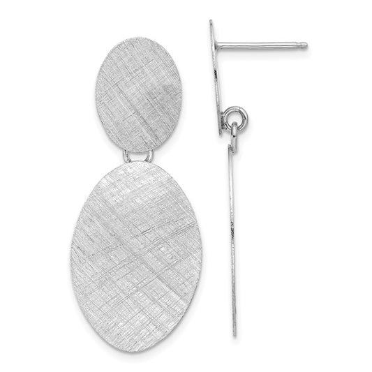 Leslie's Sterling Silver Rhodium-plated Brushed Ovals Post Dangle Earrings