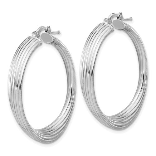 Leslie's Sterling Silver Rhodium-plated Large Hoop Earrings