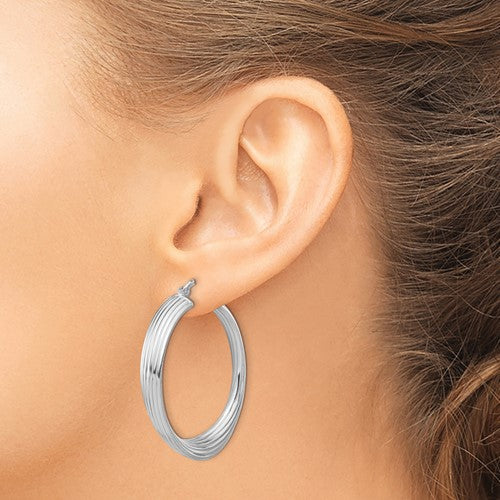 Leslie's Sterling Silver Rhodium-plated Large Hoop Earrings