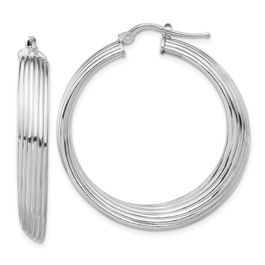 Leslie's Sterling Silver Rhodium-plated Large Hoop Earrings