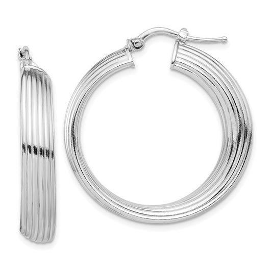 Leslie's Sterling Silver Rhodium-plated Small Hoop Earrings