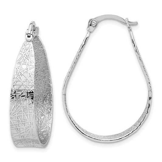 Leslie's Sterling Silver Rhodium-plated Textured Hoop Earrings