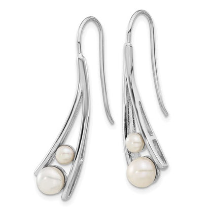 Leslie's Sterling Silver Rhodium-plated FWC Pearl Drop Earrings