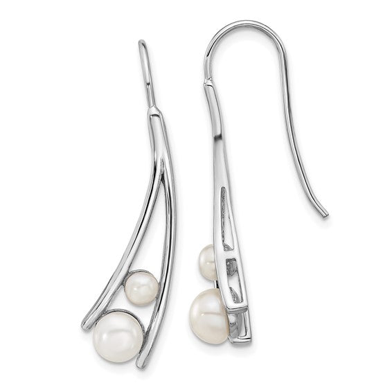 Leslie's Sterling Silver Rhodium-plated FWC Pearl Drop Earrings