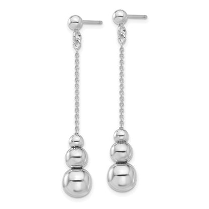 Leslie's Sterling Silver Rh-plated Polished Beads Post Dangle Post Earrings