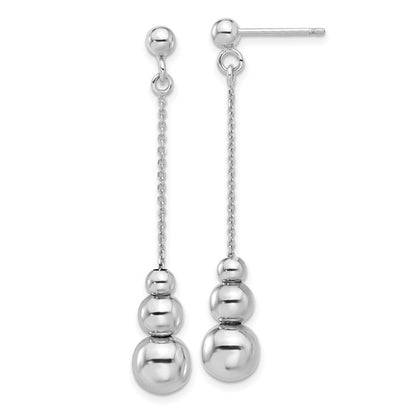 Leslie's Sterling Silver Rh-plated Polished Beads Post Dangle Post Earrings