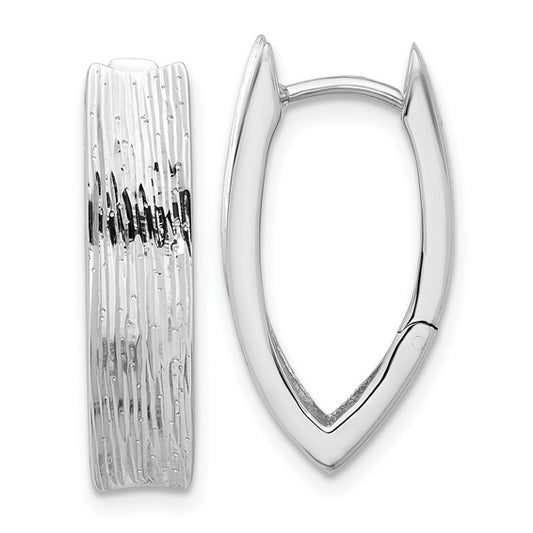 Leslie's Sterling Silver Rhodium-plated and D/C Fancy Hinged Hoop Earrings