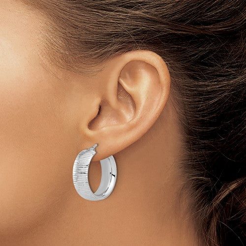 Leslie's Sterling Silver Rhodium-plated and D/C Hoop Earrings