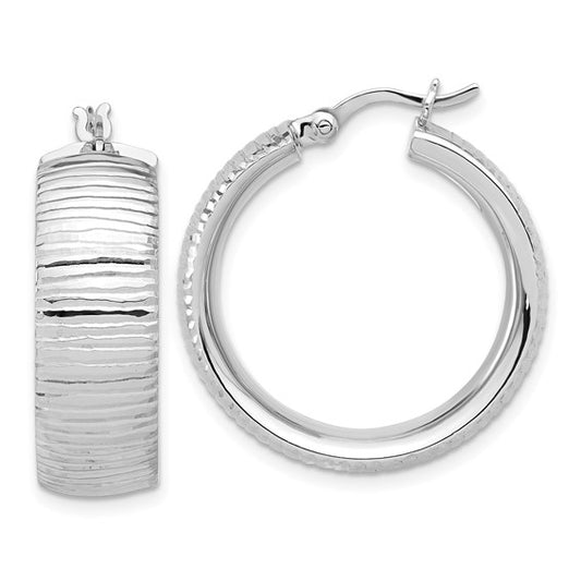 Leslie's Sterling Silver Rhodium-plated and D/C Hoop Earrings