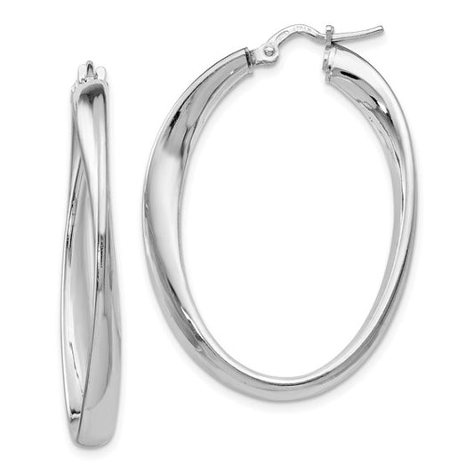 Leslie's Sterling Silver Polished Twisted Oval Hoop Earrings