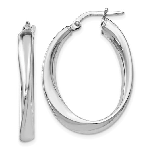 Leslie's Sterling Silver Polished Twisted Oval Hoop Earrings