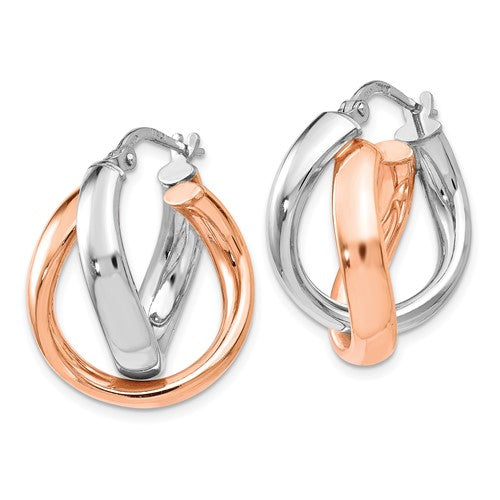 Leslie's Sterling Silver Rose Gold-plated Double Hoop Earrings