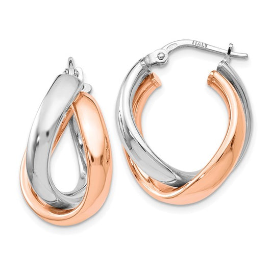 Leslie's Sterling Silver Rose Gold-plated Double Hoop Earrings