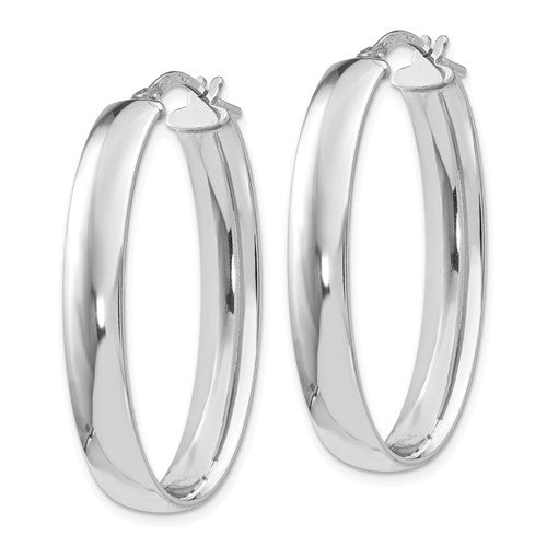 Leslie's Sterling Silver Polished Oval Hinged Hoop Earrings