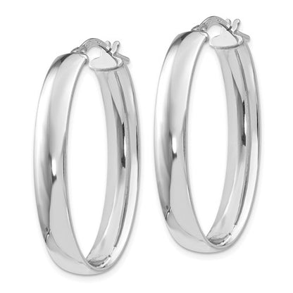 Leslie's Sterling Silver Polished Oval Hinged Hoop Earrings