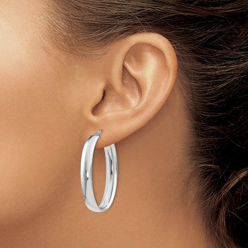 Leslie's Sterling Silver Polished Oval Hinged Hoop Earrings