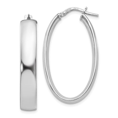 Leslie's Sterling Silver Polished Oval Hinged Hoop Earrings