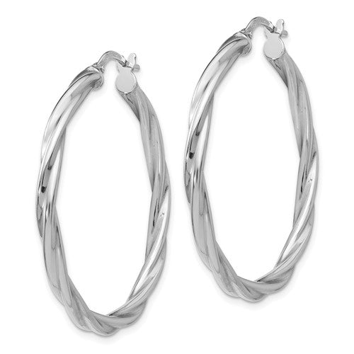 Leslie's Sterling Silver Polished Twisted Hinged Hoop Earrings