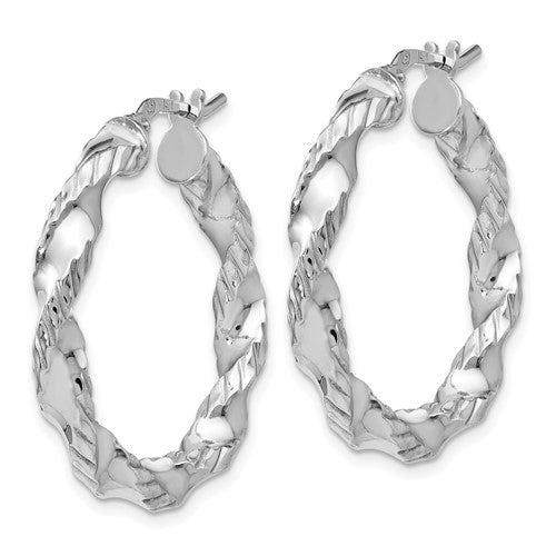 Leslie's Sterling Silver Polished Twisted Hinged Hoop Earrings