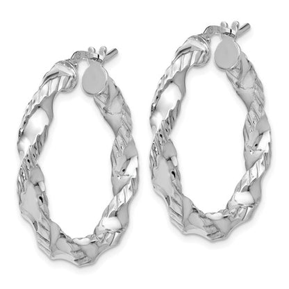 Leslie's Sterling Silver Polished Twisted Hinged Hoop Earrings