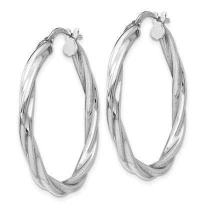 Leslie's Sterling Silver Polished Twisted Hinged Hoop Earrings