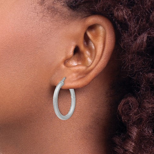 Leslie's Sterling Silver Textured Hinged Hoop Earrings