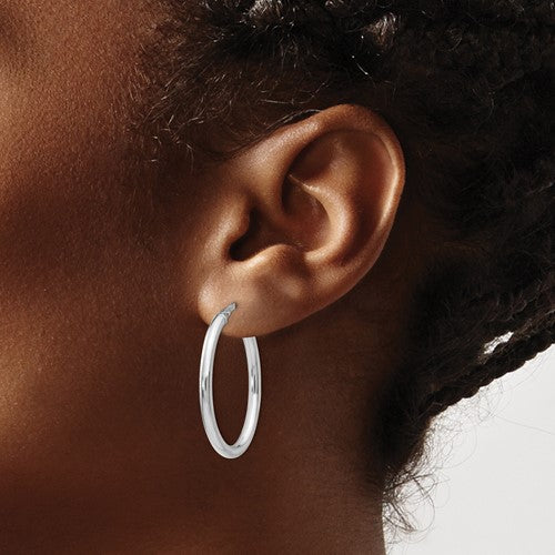 Leslie's Sterling Silver Polished Oval Hinged Hoop Earrings