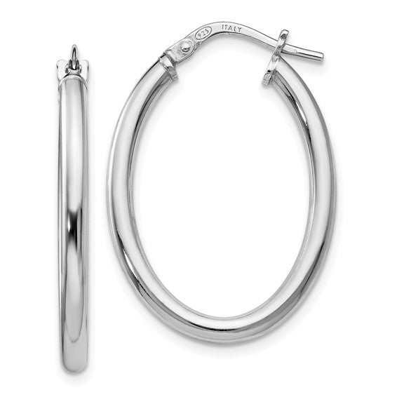 Leslie's Sterling Silver Polished Oval Hinged Hoop Earrings