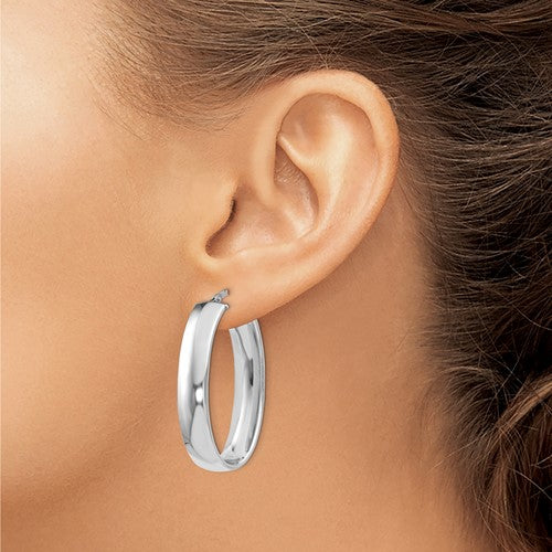 Leslie's Sterling Silver Polished Oval Hinged Hoop Earrings