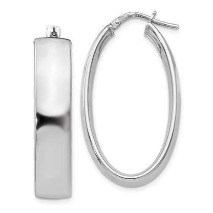 Leslie's Sterling Silver Polished Oval Hinged Hoop Earrings