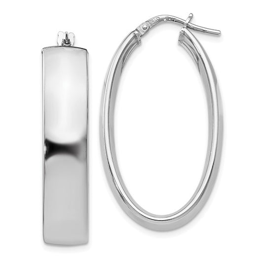 Leslie's Sterling Silver Polished Oval Hinged Hoop Earrings