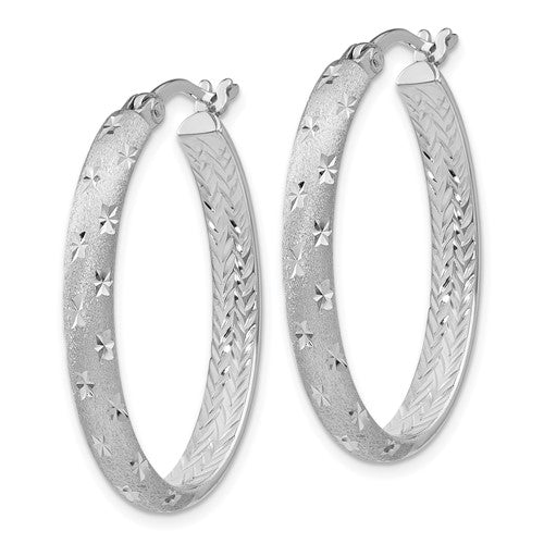 Leslie's Sterling Silver Rhodium In/Out D/C Oval Earrings