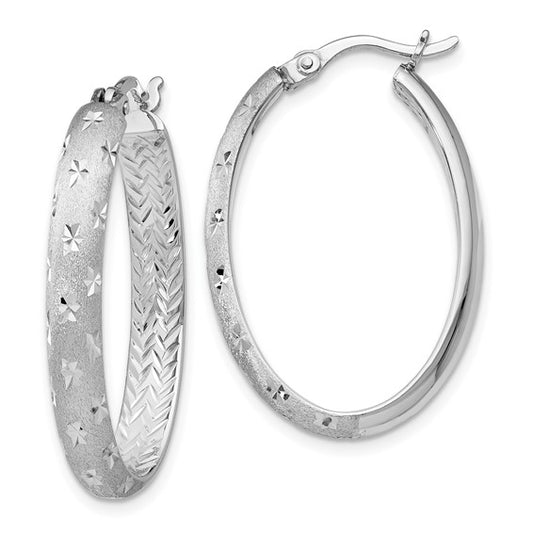 Leslie's Sterling Silver Rhodium In/Out D/C Oval Earrings