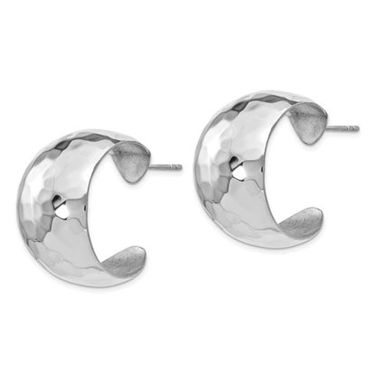 Leslie's Sterling Silver Polished Hammered Post Earrings