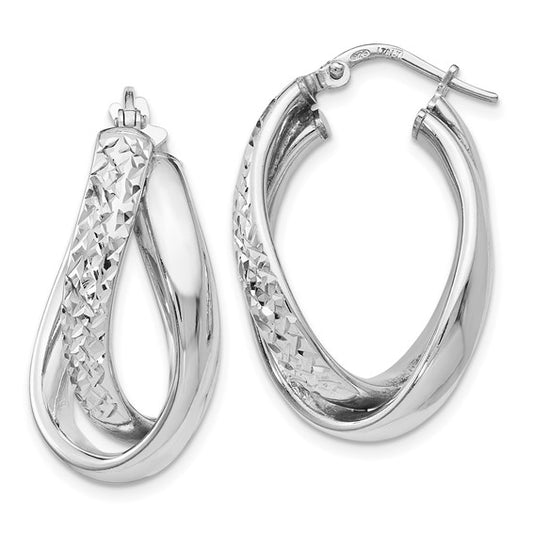 Leslie's Sterling Silver Polished and Textured Fancy Hoop Earrings