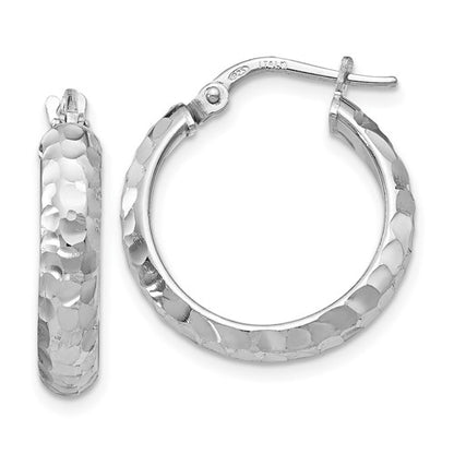 Leslie's SS Radiant Essence Rhodium-plated Hinged Hoop Earrings