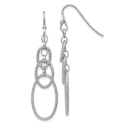 Leslie's Sterling Silver Textured Dangle Shepherd Hook Earrings