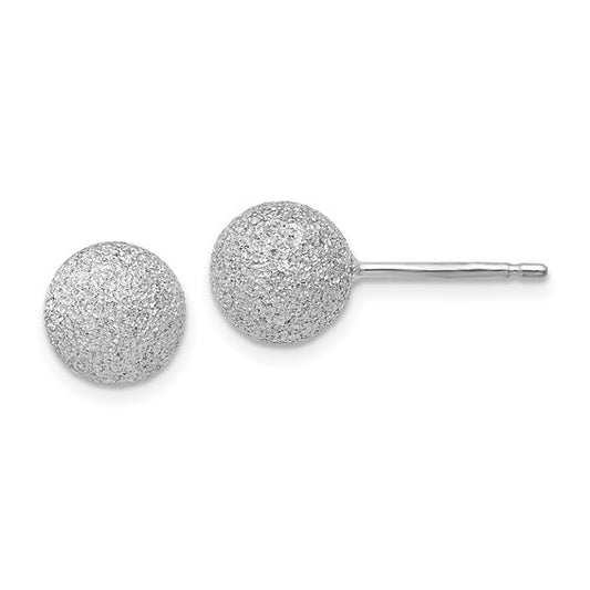 Leslie's SS Radiant Essence Rhodium-plated 8mm Ball Post Earrings