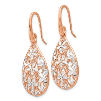 Leslie's Sterling Silver Rose Gold-toned Polished Textured Earrings