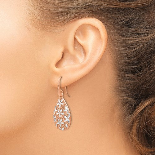 Leslie's Sterling Silver Rose Gold-toned Polished Textured Earrings