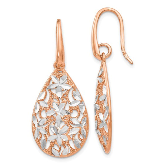 Leslie's Sterling Silver Rose Gold-toned Polished Textured Earrings