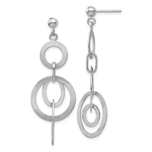 Leslie's Sterling Silver Rhodium-plated Polished and Brushed Dangle Earring