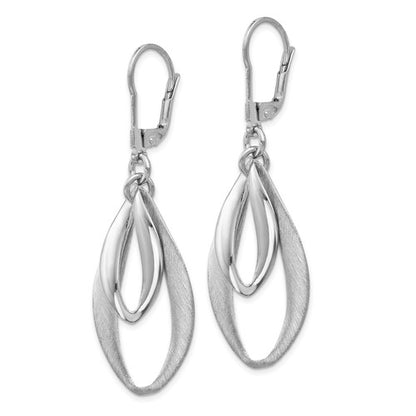 Leslie's Sterling Silver Polished and Brushed Leverback Earrings