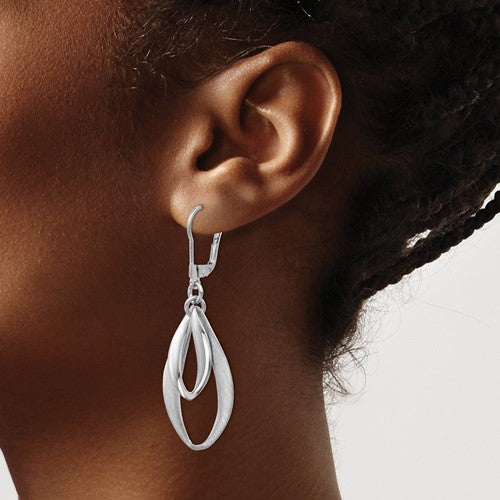 Leslie's Sterling Silver Polished and Brushed Leverback Earrings