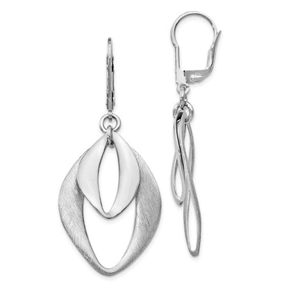 Leslie's Sterling Silver Polished and Brushed Leverback Earrings