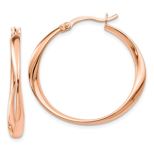 Leslie's Sterling Silver Rose Gold-plated Polished Hoop Earrings