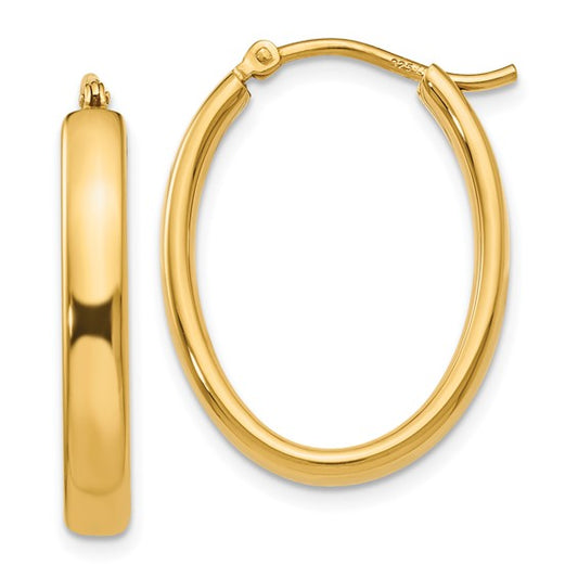 Leslie's Sterling Silver Gold-plated Polished Oval Hoop Earrings