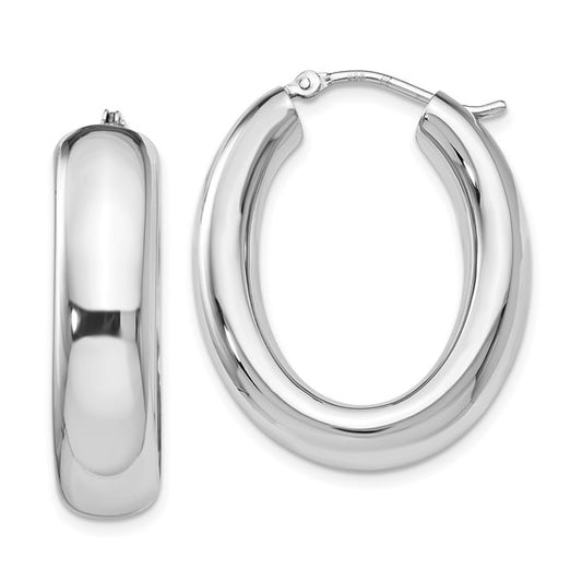 Leslie's Sterling Silver Polished Oval Hoop Earrings