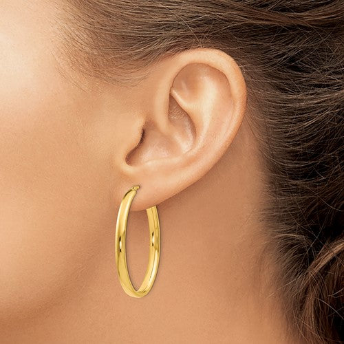 Leslie's Sterling Silver Gold-plated Polished Oval Hoop Earrings