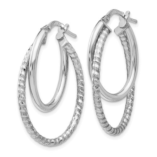 Leslie's Sterling Silver Polished D/C Oval Hoop Earrings